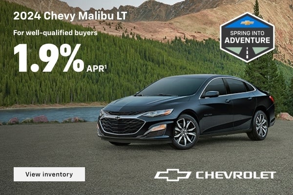 2024 Chevy Malibu LT. Spring into Adventure. For well-qualified buyers 1.9% APR when you finance ...